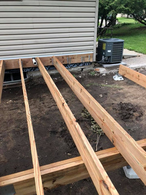 Natural Wood Low-Level Composite Deck W/ Railing