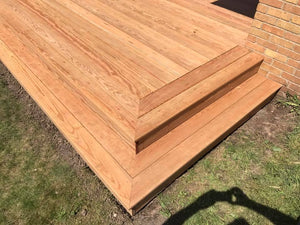 Seamlessly Integrated Natural Wood Deck W/Bench Seating