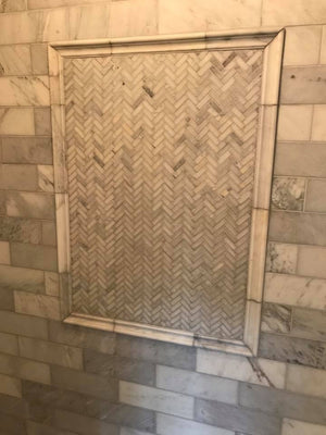Clean Feel W/ Custom Herring Bone Inlays And Shower Floor