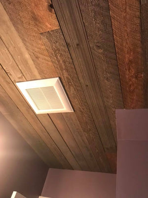 Unique Wood Wall & Ceiling Shower & Tub Combo W/ Custom Storage