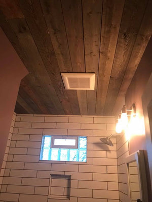 Unique Wood Wall & Ceiling Shower & Tub Combo W/ Custom Storage