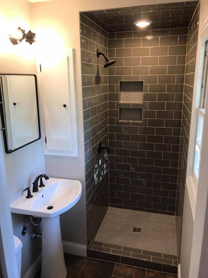Modern Feel Medium Subway Tile Bathroom Update