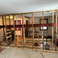 Basement Remodel Wood Flooring & Corner Fireplace Tile Wall
