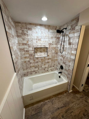 Rustic Style Tub Shower Combo W/ Accent Lighting