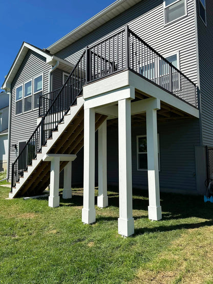 Brown Mid-Level Composite Decking W Stairs And Gate