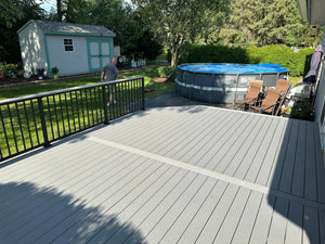 Grey & Black Low-Level Composite Decking W/ Triple Step Stairs