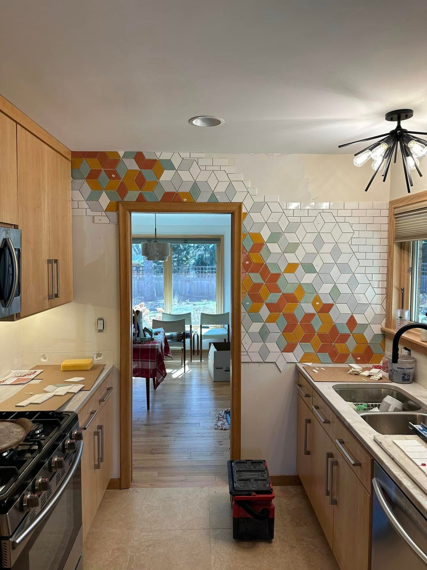 Updated Galley Kitchen W/ Geometric Tile Feature