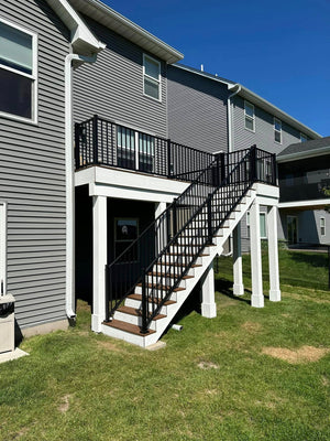 Brown Mid-Level Composite Decking W Stairs And Gate