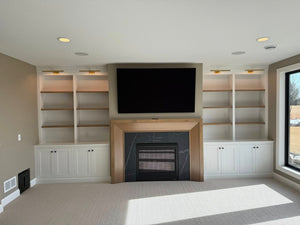 Living Room Remodel Built-in Shelving & Storage