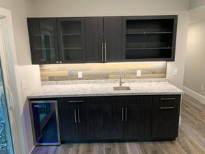 Beautiful Custom Dark Wood & Barn Lumber Wet Bar & Interior Refresh