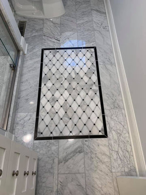 Beautiful Custom Pattern Tile Inlay Bathroom Update