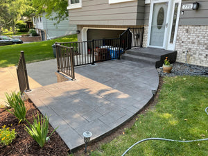 Updated Front Entrance Patio Stamped Concrete