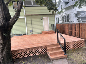 Wood Construction Mid-Level Wood Decking W/ Stairs
