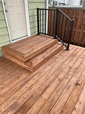 Wood Construction Mid-Level Wood Decking W/ Stairs