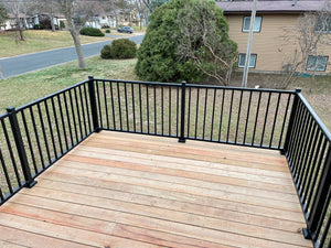 Wood & Black Mid-Level Wood Decking W/ Stairs