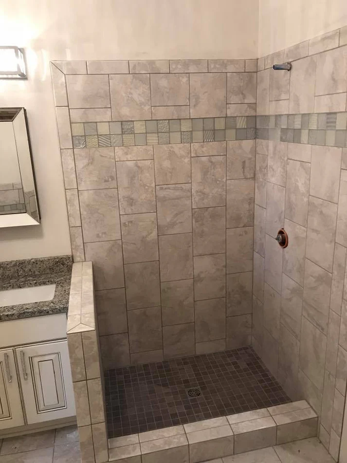 Funky Style, Nice Tile Belt Inlay Bathroom Update5
