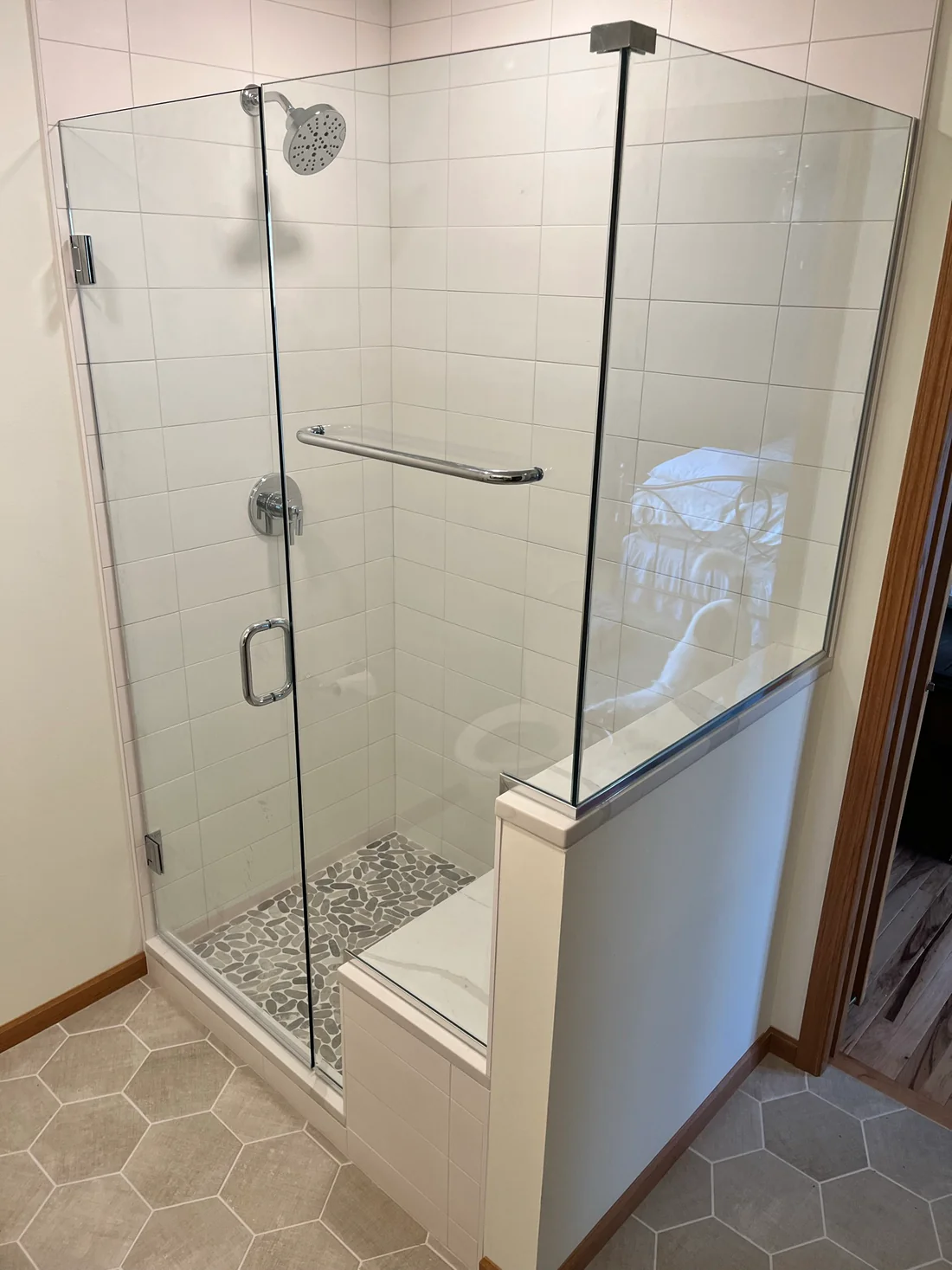 MEtro Remodling Updated Bathroom - Glass Door & Bench Seat W: Shower Niche