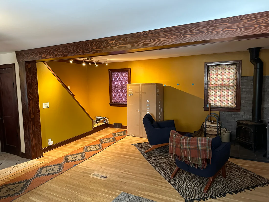 Metro Remodeling Basement Remodel Wood Flooring & Corner Fireplace Tile Wall2
