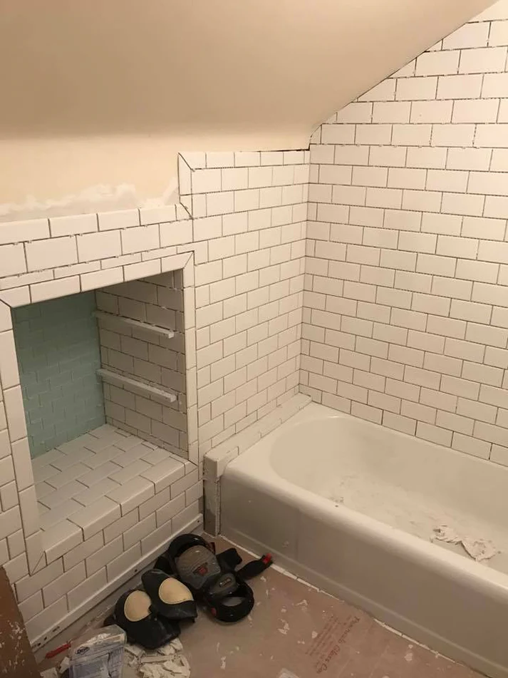Metro Remodeling Bathroom Update Glass Tiled Storage Shelves11