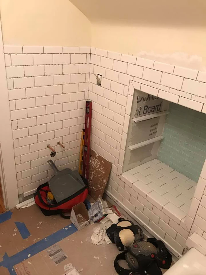 Metro Remodeling Bathroom Update Glass Tiled Storage Shelves12