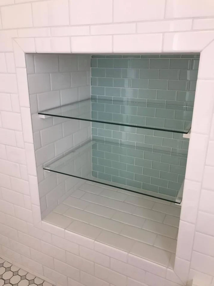 Metro Remodeling Bathroom Update Glass Tiled Storage Shelves3