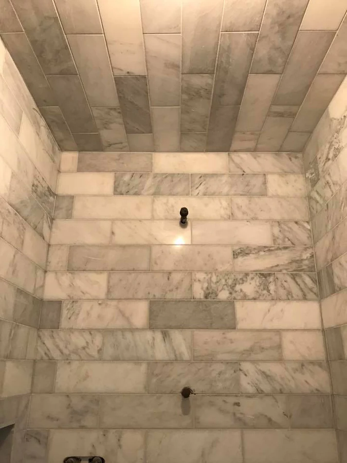 Metro Remodeling Clean Feel W: Custom Herring Bone Inlays And Shower Floor6