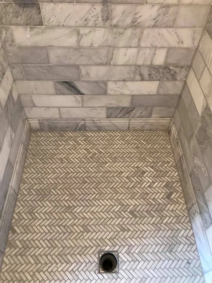 Metro Remodeling Clean Feel W: Custom Herring Bone Inlays And Shower Floor7