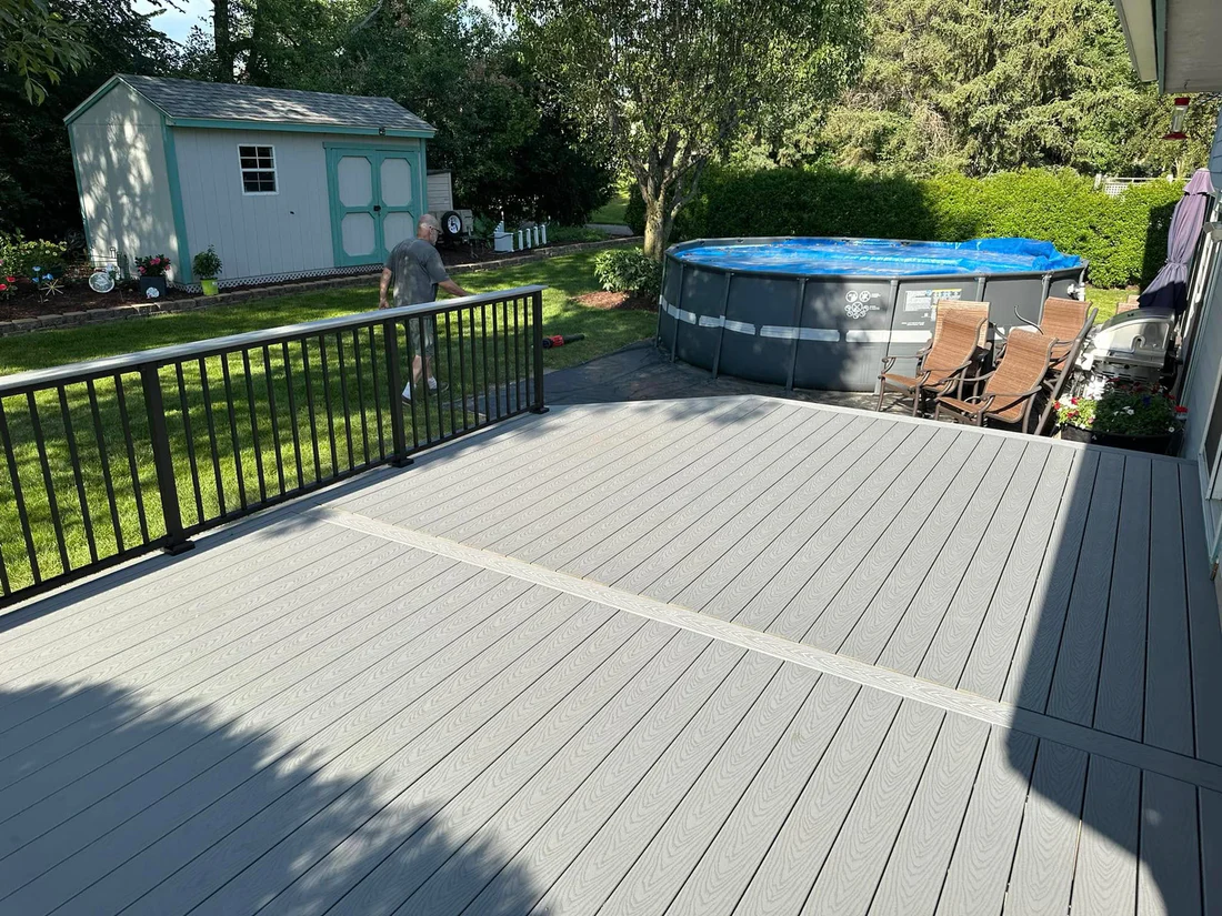 Metro Remodeling Grey & Black Low-Level Composite Decking with Triple Step Stairs2