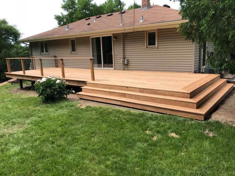 Metro Remodeling Natural Wood Low-Level Composite Deck W: Railing1