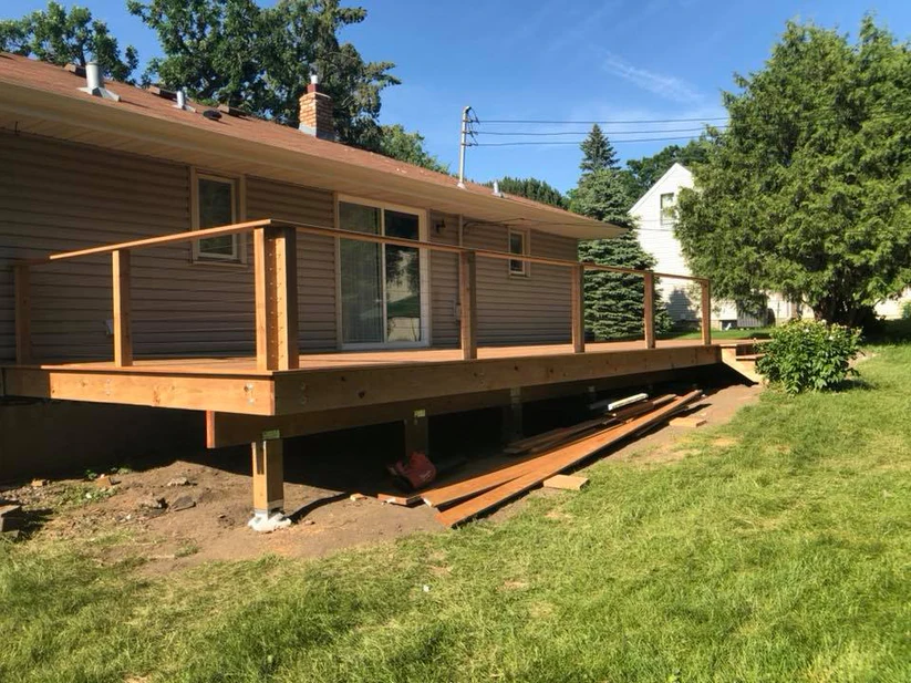 Metro Remodeling Natural Wood Low-Level Composite Deck W: Railing10