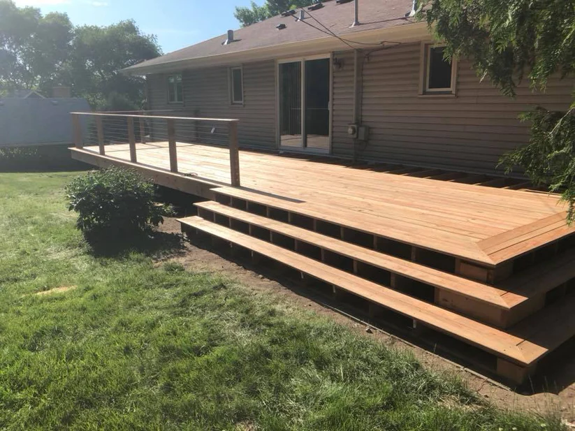 Metro Remodeling Natural Wood Low-Level Composite Deck W: Railing14