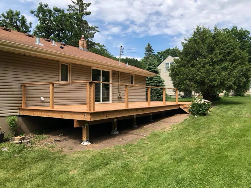 Metro Remodeling Natural Wood Low-Level Composite Deck W: Railing16