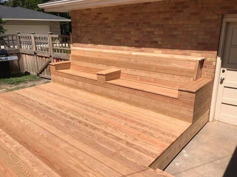 Metro Remodeling Seamlessly Integrated Natural Wood Deck W:Bench Seating12