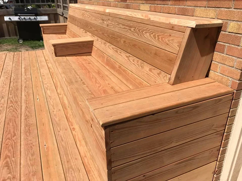Metro Remodeling Seamlessly Integrated Natural Wood Deck W:Bench Seating9