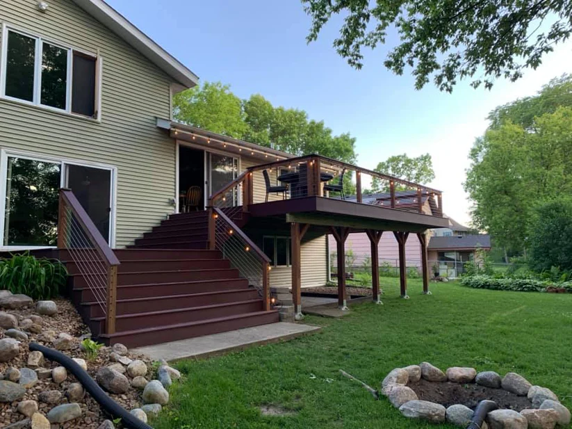 Metro Remodeling Wood Construction Mid-Level Composite Decking With Stairs