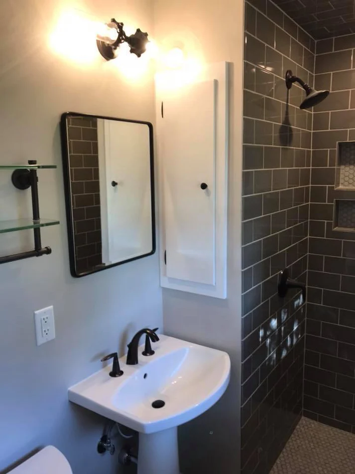 Metro Remodling Modern Feel Medium Subway Tile Bathroom Update2