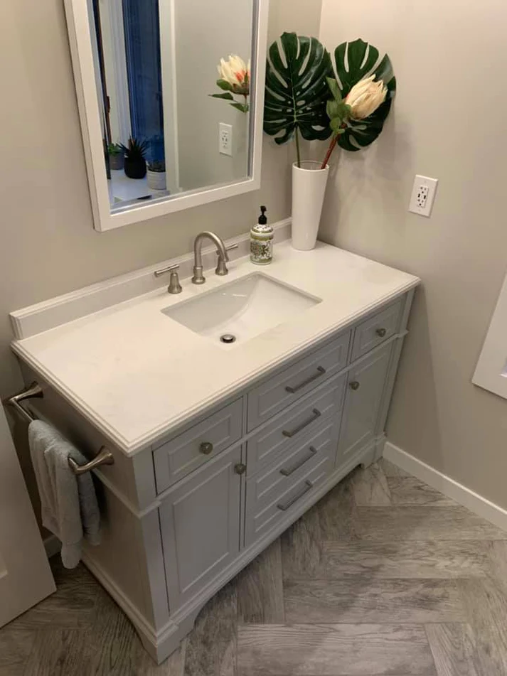 Metro Remodling Updated Bathroom - Pattern Shower Tile W: Herringbone Floor Pattern2