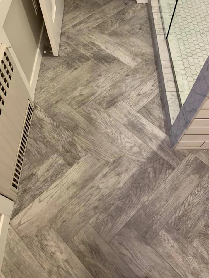 Metro Remodling Updated Bathroom - Pattern Shower Tile W: Herringbone Floor Pattern6