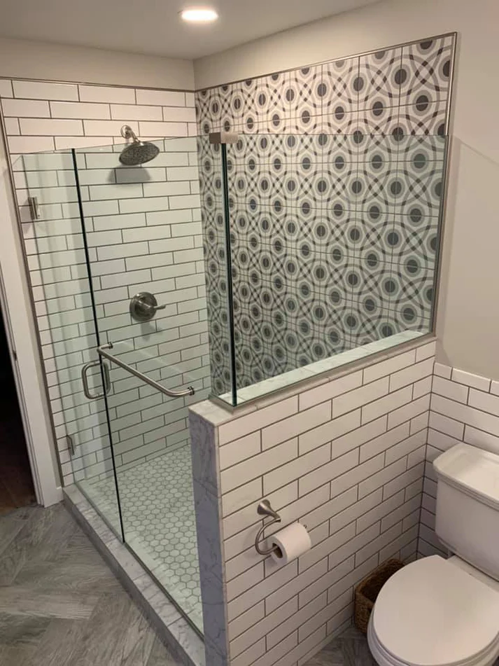 Metro Remodling Updated Bathroom - Pattern Shower Tile W: Herringbone Floor Pattern7