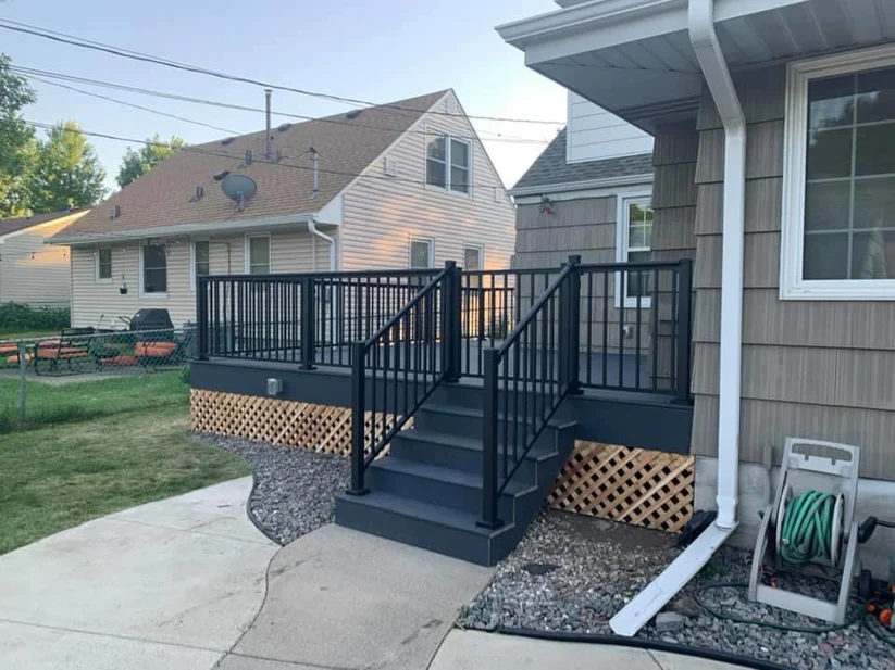metro remodeling Grey & Black Low-Level Composite Decking With Stairs1