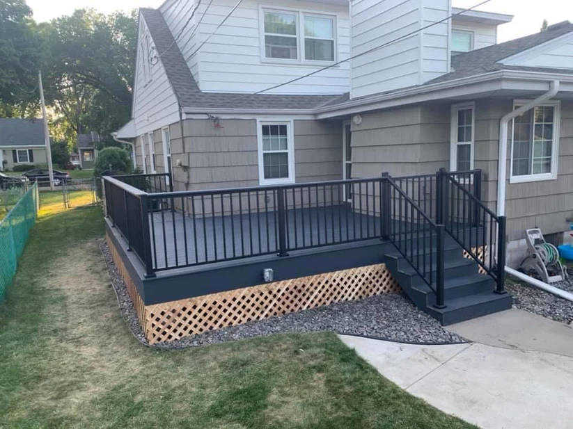 metro remodeling Grey & Black Low-Level Composite Decking With Stairs4