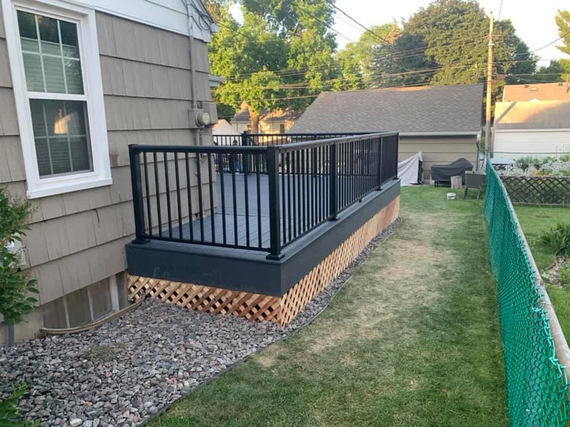 metro remodeling Grey & Black Low-Level Composite Decking With Stairs5