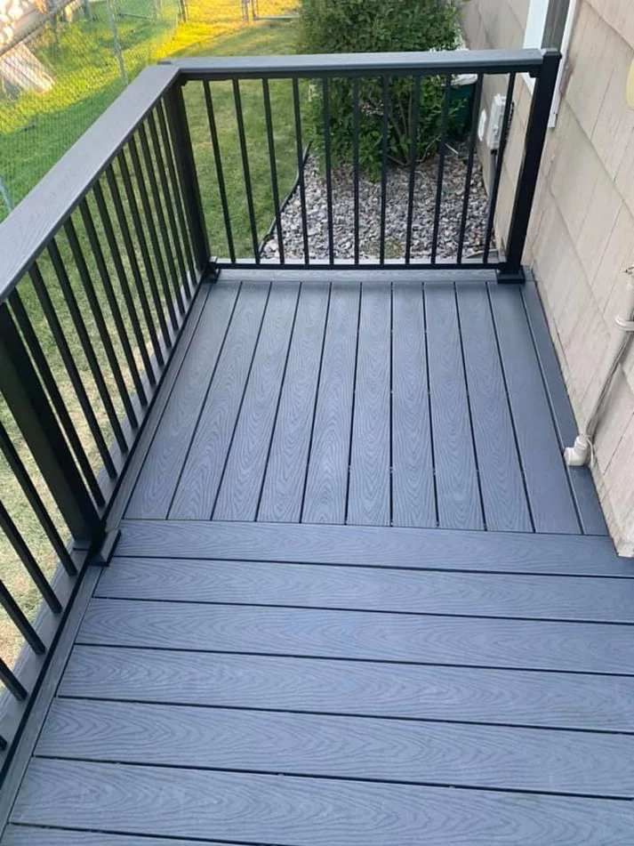 metro remodeling Grey & Black Low-Level Composite Decking With Stairs6